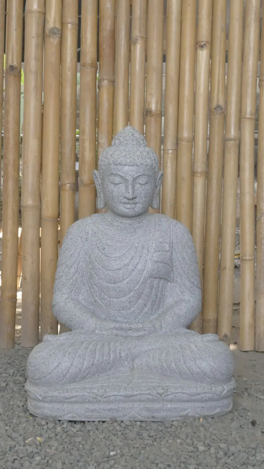  Product image 1 of the product “Seated Buddha made of Riverstone in Dhyana position - gesture of meditation, 63cm height, natural ”